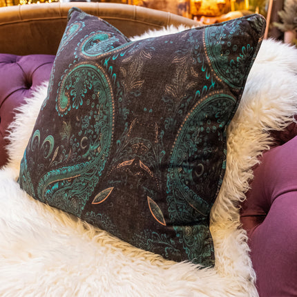 Cushion in Bohemian Teal Paisley