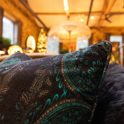 Cushion in Bohemian Teal Paisley (Various Sizes)