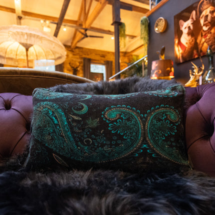 Cushion in Bohemian Teal Paisley (Various Sizes)