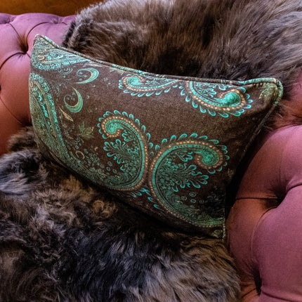 Cushion in Bohemian Teal Paisley (Various Sizes)