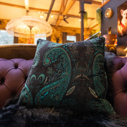 Cushion in Bohemian Teal Paisley (Various Sizes)