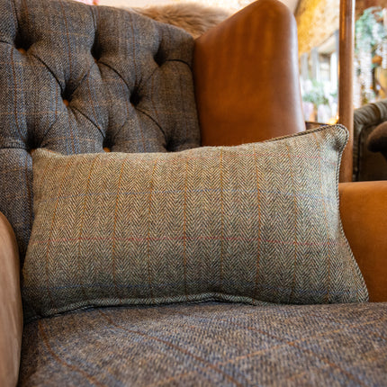 Cushion in Harris Tweed Green Feather Filled