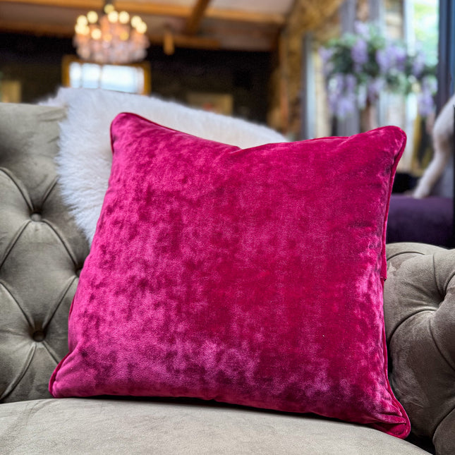 Cushion in Sunshine Velvet Pink (Various Sizes) - Clearance
