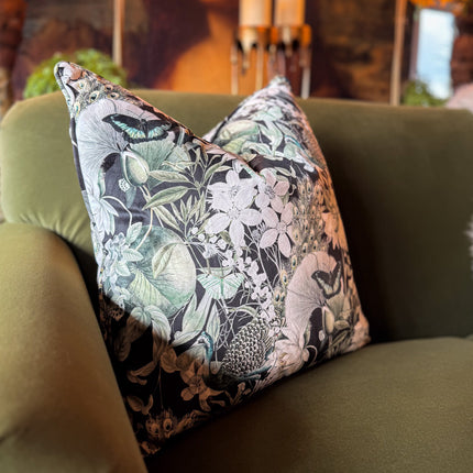 Cushion in Tranquillity Black Velvet Feather Filled - Clearance