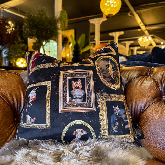 Cushion in Wall of Portraits Velvet - Feather Filled (Various Sizes)