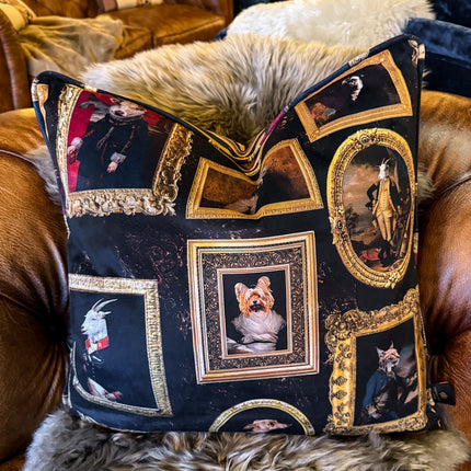 Cushion in Wall of Portraits Velvet - Feather Filled (Various Sizes)