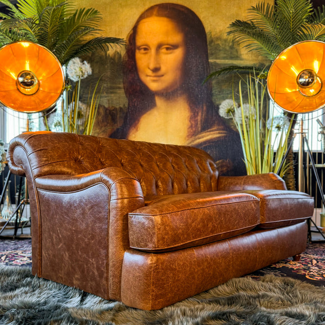 Eaton Sofa Bed in Cuba Tan Leather - Clearance