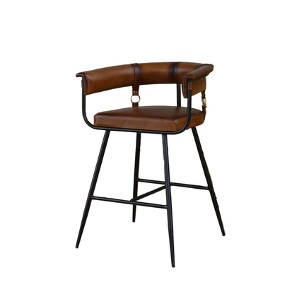 Iron Barstool in Hand Antiqued Buffalo Leather - New