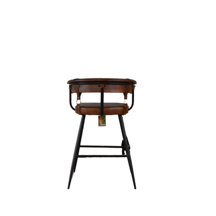 Iron Barstool in Hand Antiqued Buffalo Leather - New