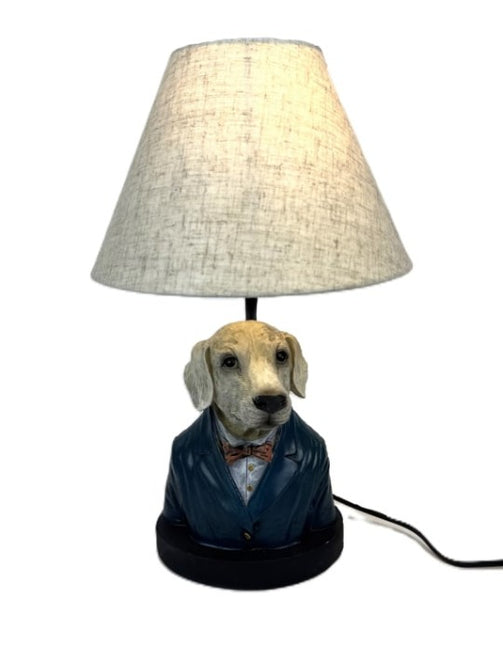 Gentry Labrador Table Lamp With Grey Shade