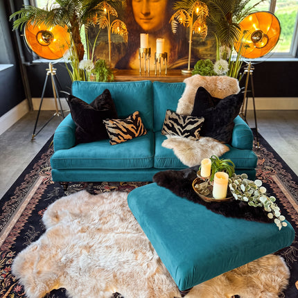 Darcey 2 Seater Sofa in Plush Blue New Teal Velvet 