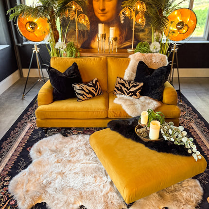 Darcey 2 Seater Sofa in Plush Gold Mustard Velvet