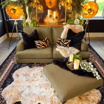 Darcey 2 Seater Sofa in Plush Khaki Velvet