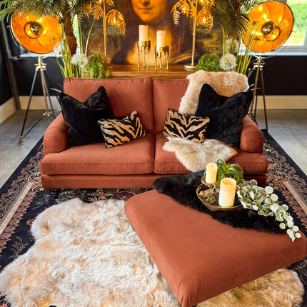 Darcey 2 Seater Sofa in Plush Orange Marmalade Velvet 