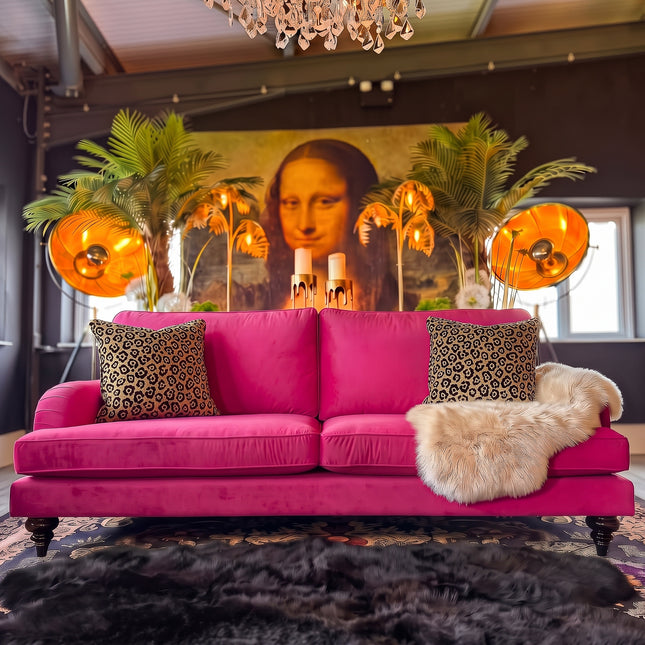 Darcey 3 Seater Sofa in Plush Cerise Pink Velvet
