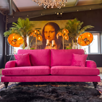 Darcey 3 Seater Sofa in Plush Cerise Pink Velvet