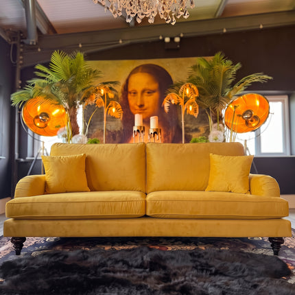 Darcey 3 Seater Sofa in Plush Gold Mustard Velvet