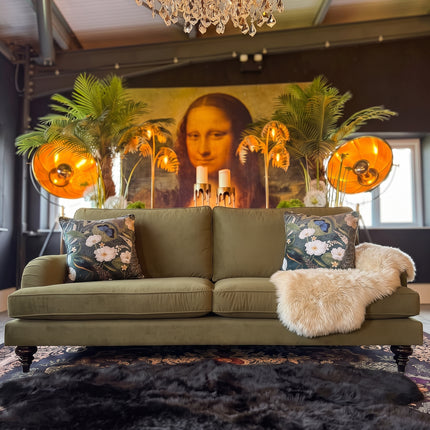 Darcey 3 Seater Sofa in Plush Khaki Velvet