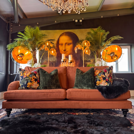 Darcey 3 Seater Sofa in Plush Orange Marmalade Velvet
