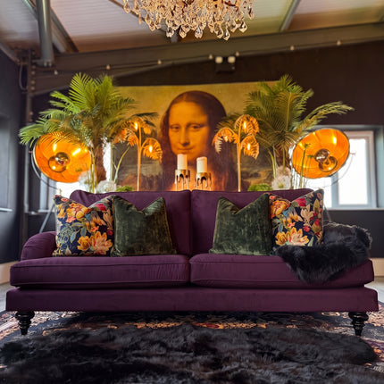 Darcey 3 Seater Sofa in Plush Purple Plum Velvet