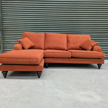 Darcey Left Hand Facing Chaise in Trinity Rust Velvet - Ex Display