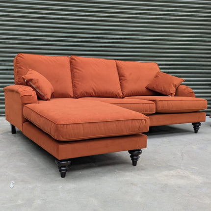 Darcey Left Hand Facing Chaise in Trinity Rust Velvet - Ex Display