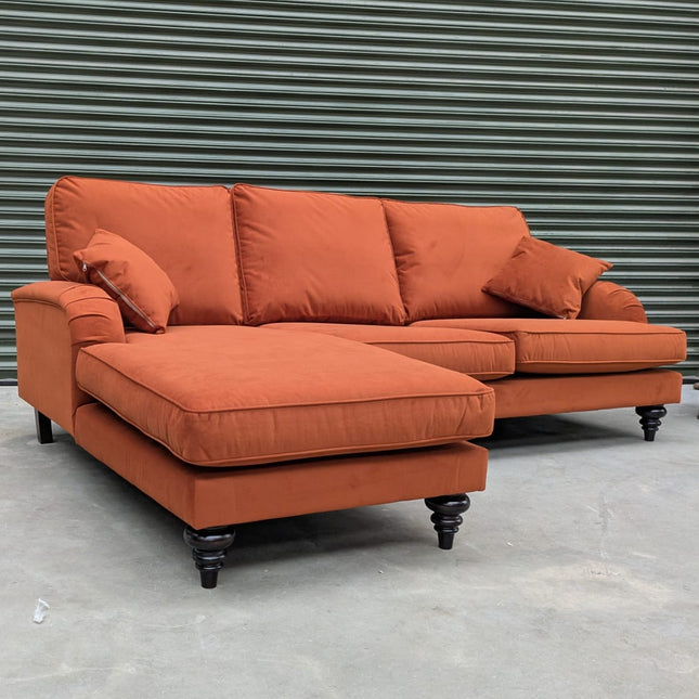 Darcey Left Hand Facing Chaise in Trinity Rust Velvet - Ex Display