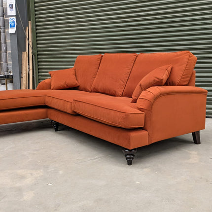 Darcey Left Hand Facing Chaise in Trinity Rust Velvet - Ex Display