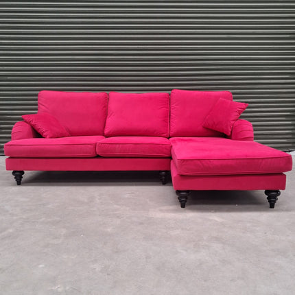 Darcey Right Hand Facing Chaise in Trinity Pink Velvet - Ex Display