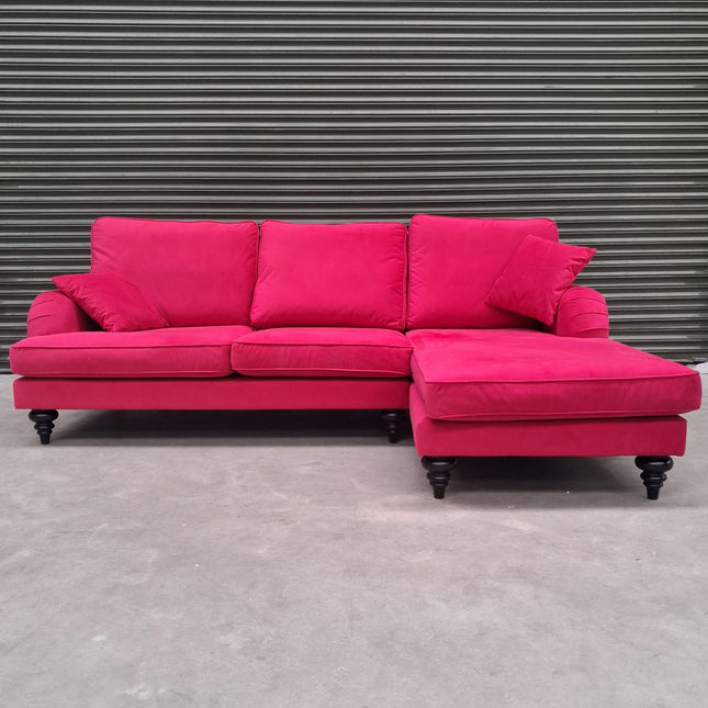 Darcey Right Hand Facing Chaise in Trinity Pink Velvet - Ex Display