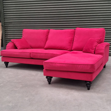Darcey Right Hand Facing Chaise in Trinity Pink Velvet - Ex Display