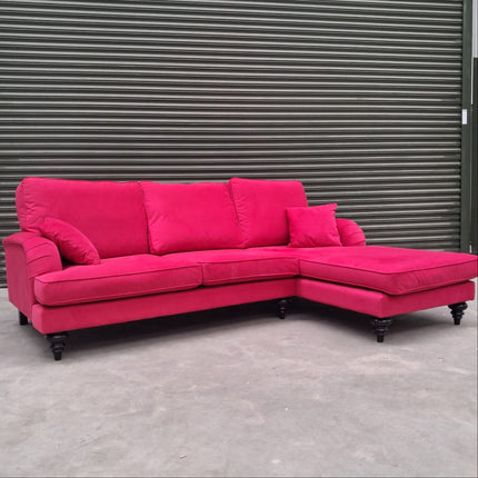 Darcey Right Hand Facing Chaise in Trinity Pink Velvet - Ex Display