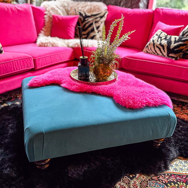 Darcey Footstool in Trinity Peacock - Clearance