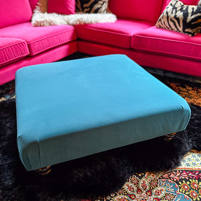 Darcey Footstool in Trinity Peacock - Clearance