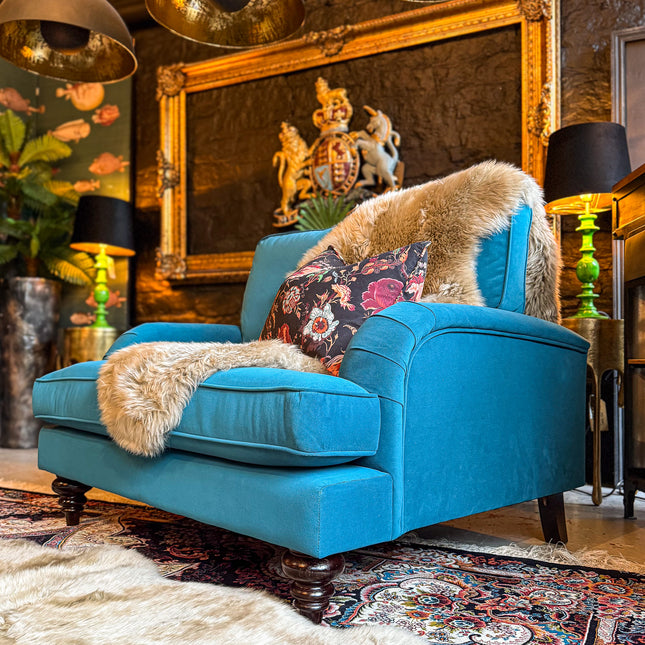 Darcey Loveseat in Trinity Peacock Velvet - Clearance