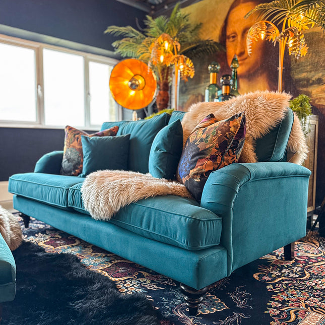 Darcey 4 Seater in Trinity Peacock Velvet- Clearance