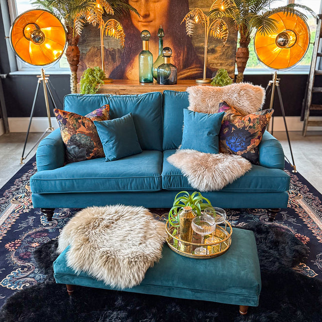 Darcey 4 Seater in Trinity Peacock Velvet- Clearance