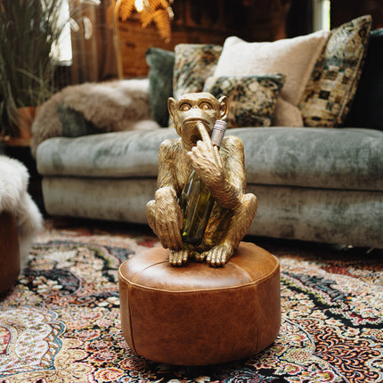Decor Bottle Holder Antique Gold Monkey