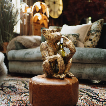 Decor Bottle Holder Antique Gold Monkey