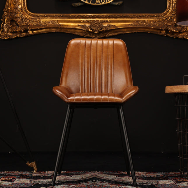 Dining Chair in Brown Leather