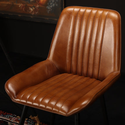 Dining Chair in Brown Leather