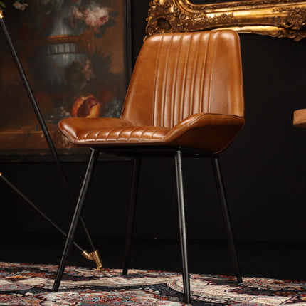 Dining Chair in Brown Leather