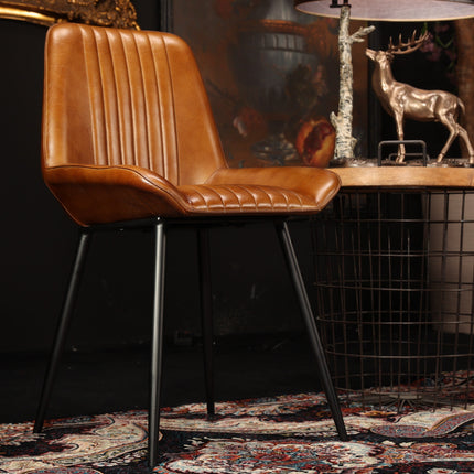 Dining Chair in Brown Leather