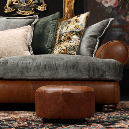 Dolly Nest of 3 Footstools in Whiskey Brown Leather