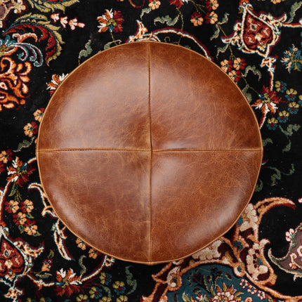 Dolly Nest of 3 Footstools in Whiskey Brown Leather