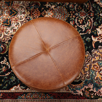 Dolly Nest of 3 Footstools in Whiskey Brown Leather