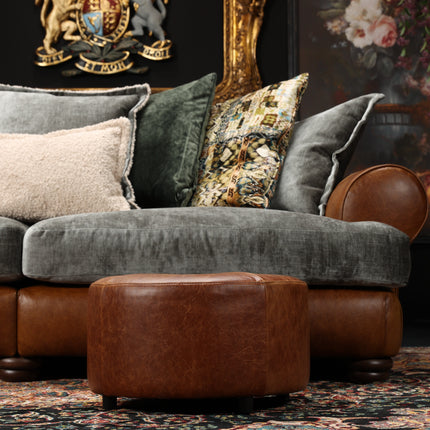 Dolly Nest of 3 Footstools in Whiskey Brown Leather