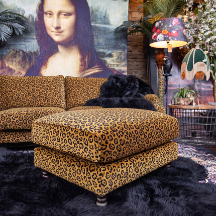 Dopamine Footstool in Animal Velvet