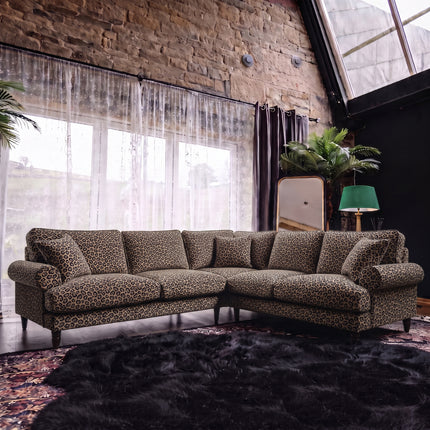 Dopamine 2 Corner 2 Sofa in Leopard Cream Spot Velvet