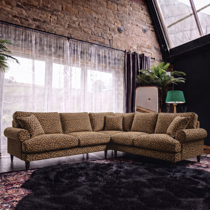 Dopamine 2 Corner 2 Sofa in Leopard Gold Spot Velvet